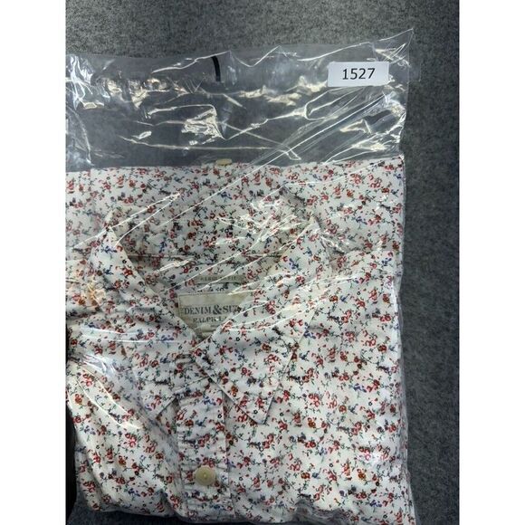 Ralph Lauren Mens Large Shirt Top White Red Floral Button Collar Cotton Casual - Picture 9 of 9